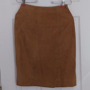 Ralph Lauren 100% Suede Leather Pencil Midi Skirt